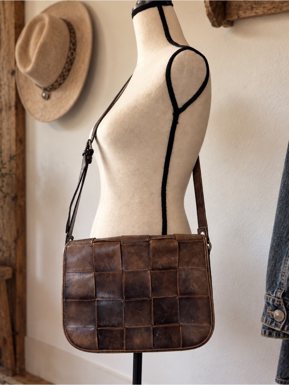 Patricia Nash Leather Woven Crossbody Purse